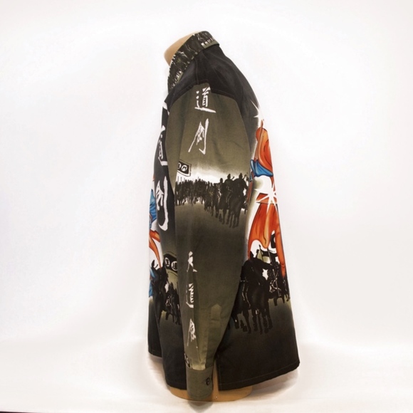 Vintage Japanese Manga Shirt Samurai 90s Button Up - Picture 3 of 8